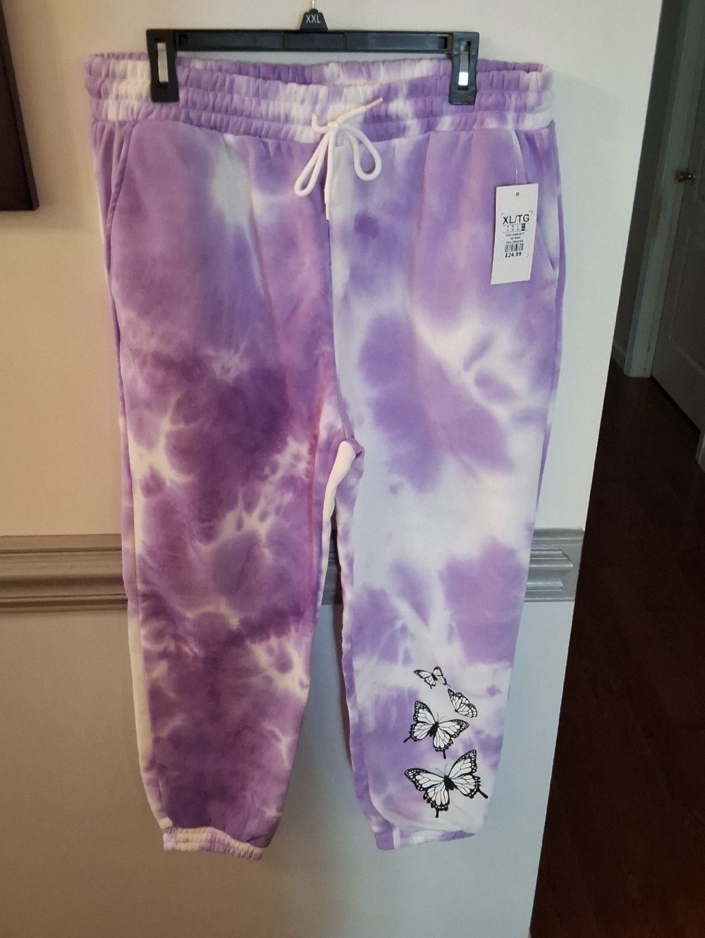 Streetwear Society Purple & White Tie-Dye Butterfly Joggers